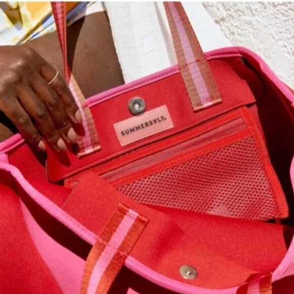 NWT Summersalt Neoprene Pink Beach Tote Bag - Picture 3 of 6